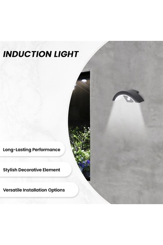 Led Balkon Dış Duvar Avlu İndüksiyon Işığı Sıcak Işık Siyah