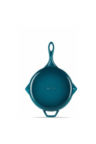 Hosse 28 Cm Yuvarlak Döküm Grill Tava Çift Kulplu Mavi Mavi