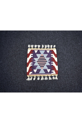 Zehra Abla Halı Yeni El Dokuma Kare Köşe Sandalye Minderi Pınarbaşı Kayseri Yün Kilim 7094 Çok Renkli