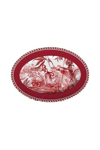 Le Rouge Oval Porselen Tabak 36x26 Cm Kırmızı