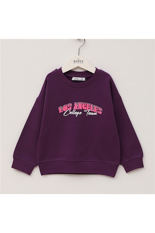 Wanex Kız Çocuk Uzun Kol Kalın Sweatshirt - 32597 Mor