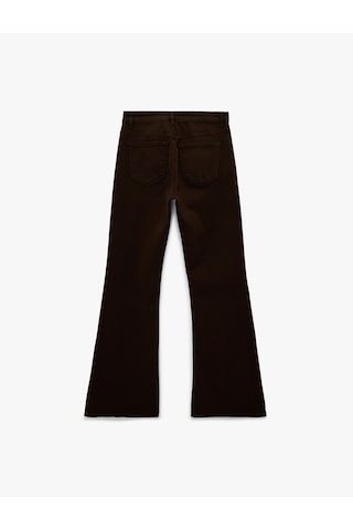 Koton Pamuklu Cepli Düğmeli Dar Kesim İspanyol Paça Denim Pantolon - Flare Jeans Koyu Kahverengi 6sal40057mw Koyu Kahve