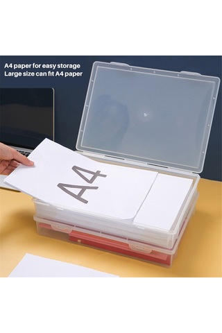Leasetake Plastik Dosya Düzenleyici Şeffaf Kare Saklama Kutusu A4 Saklama Kutusu Dosya Saklama Kutusu L Beyaz