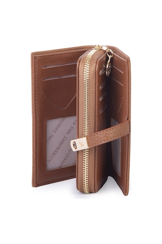 Nas Bag Kadın Orta Boy Kartlık Kağıt Para Ve Bozuk Para Tasarımına Sahip Taba Lopez 16x9 Cm