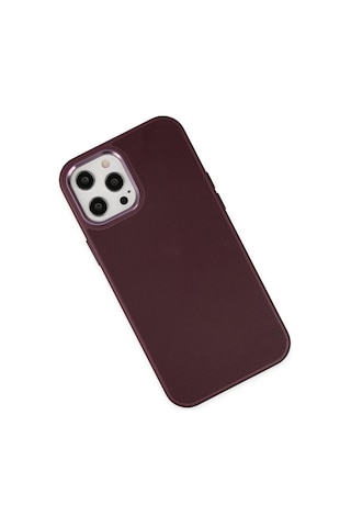 Apple Apple iPhone Uyumlu 12 Pro Max Kılıf Asya Deri Silikon - Mürdüm