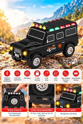 Torima Bluetooth Hoparlör Araba Tasarımlı Tws 15w Usb Speaker D95 Siyah