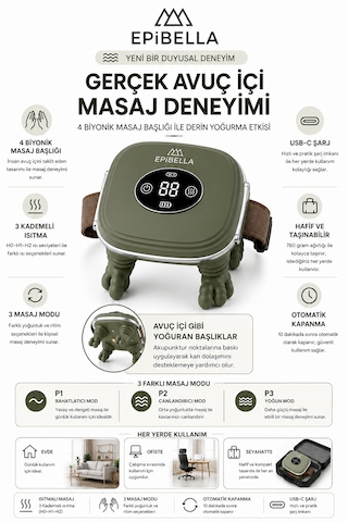 Gl-08 Krem Kablosuz Isıtmalı Boyun Ve Omuz Masaj Aleti Şarjlı Derin Yoğurma Masaj Cihazı 3 Kademeli Yeşil