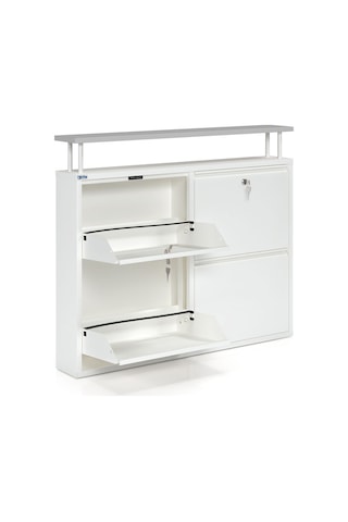 Ceha Kilitli Tablalı 4'lü Metal Ayakkabılık - Beyaz K.AYK-2.4/G/P 9010/KL