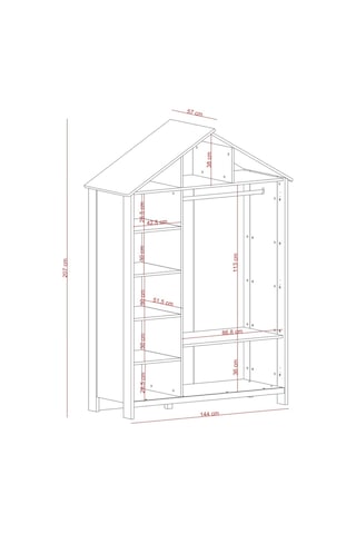 Meltem Kids Cozy Gri Çocuk Odası Üç Kapılı Dolap