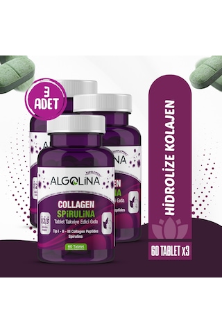 Algolina Collagen+Spirulina Takviye Edici Gıda 1260 Mg 3 x 60 Tablet