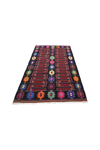 Zehra Abla Halı El Dokuma Benzersiz Karakeçili Balıkesir Yörük Yün Kilim 7078 Çok Renkli