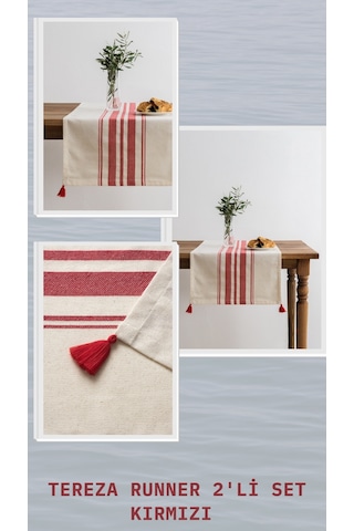 Tereza Runner 2'li Set Kırmızı - Kırmızı