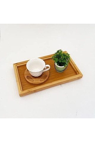 Bambu Dikdörgen Servis Tepsisi Küçük Boy Tepsi 25cm 15cm 2.6cm