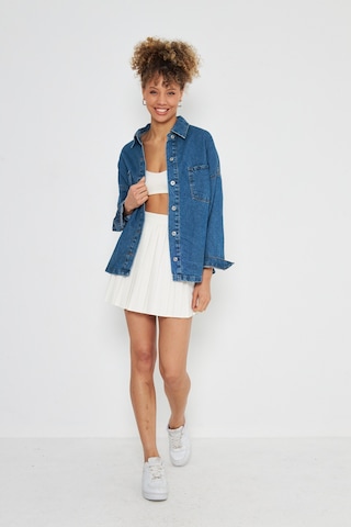 Kutaf Mavi Oversize Denim Gömlek Mavi