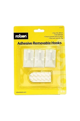 61327 3pc Removable Adhesive Hooks, Black