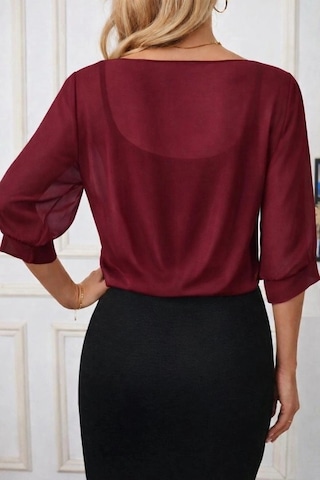 Defymoda Kadın Fakir Kollu Önden Bağlamalı Kısa Şifon Bolero Ceket Bordo