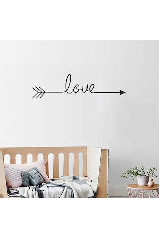 Love Yazılı Tasarım Duvar Sticker 58x15 Cm Siyah