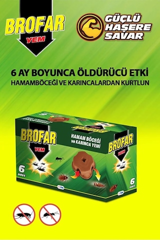 Hamam Böceği Ve Karınca Yemi 6'lı Brofar Böcek Yemi 6 Ay Etkili