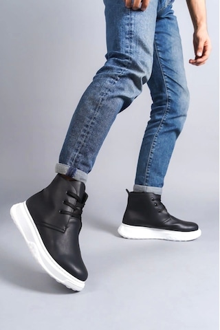 Slw204 Franca Bağcıklı Cilt Erkek Spor Bot Bt Siyah Siyah