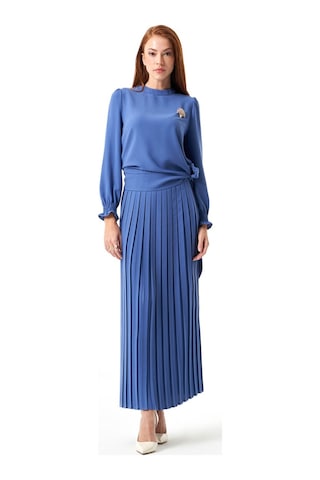 Mizalle Yan Bağlı Krep İndigo Bluz İndigo