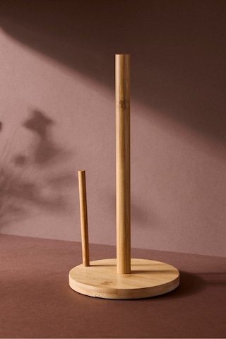 Bambu Yuvarlak Kağıt Havluluk 14 Cm Pratik Kullanım Ergonomik Mutfak Havluluğu Kahverengı Kahverengi