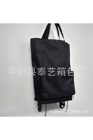 Yifomall Siyah Oxford Kumaş Çekçekli Alışveriş Çantası - Katlanabilir, Taşınabilir, Çift Fonksiyonlu Seyahat Ve Depolama Çantası Diğer