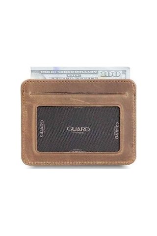 Guard Dikey Crazy Taba Hakiki Deri Kartlık Erkek / Kadın P5171 Taba