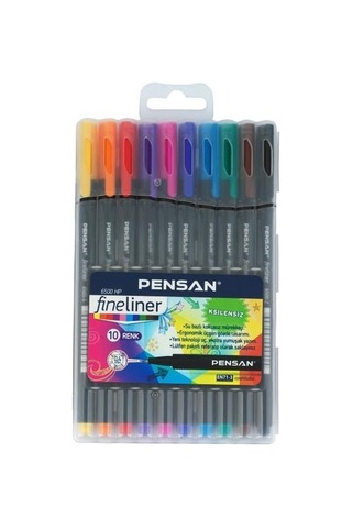 Fineliner Kalem 10 Renk Plastik Kutu 0.4Mm Keçe Uçlu Kalem Pensan
