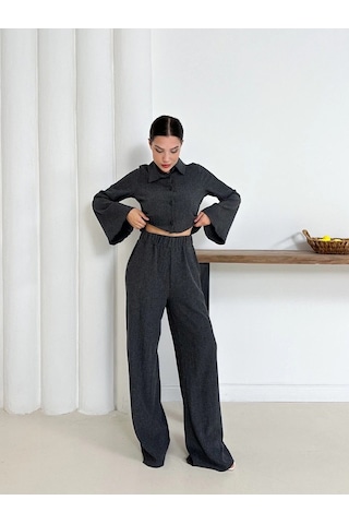 Gömlek Yaka Kaplama Düğmeli Takım Antrasit St265866 Antrasit