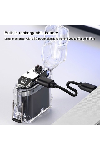 Xindoker Siyah Plastik+çinko Alaşımlı Dışarıda Kullanıma Uygun Suya Dayanıklı Rüzgar Proof Elektronik İki Arkı Çakmak Usb Şarjlı 100mah Li-pil Siyah