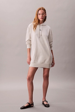 Kadın Rahat Kalıp Kapüşonlu Sweatshirt Elbise - Bej Melanj Vanilla Heather