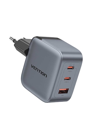 Vention Dash Fex 70w Gan 5.0 3 Çıkışlı 2xusb-c + 1xusb-a Hızlı Şarj Cihazı Macbook İphone Uyumlu