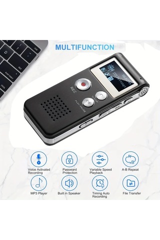 Elmpaly 8gb Gümüş Yeni Mini Ses Kayıt Cihazı Ekran Ses Kayıt Oynatma