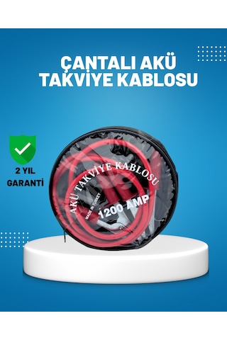 1200 Amper Akü Takviye Kablosu 2 Metre İzoleli Bakır Uçlu