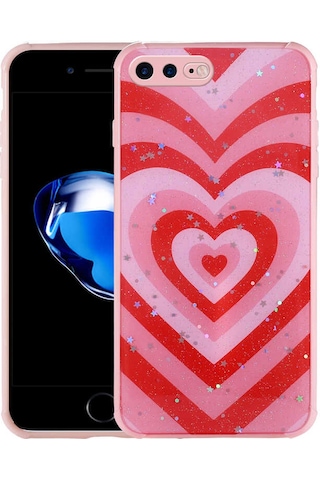 Zore Apple Uyumlu iPhone 7 Plus Kılıf Simli Desenli Kamera Korumalı Parlak Popy Kapak - Çiçek Çiçek