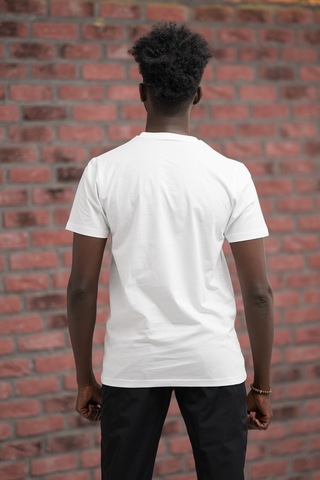 Slim Fit Pamuklu Önü Baskılı Sıfır Yaka T-shirt Beyaz