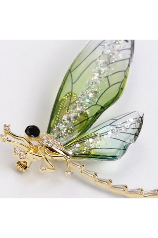 Monyee Yeşil Yncp6119 Pırlanta Bilezikli Böcek Desenli Alaşım Broş - Giyim Dekorasyonu Yeşil