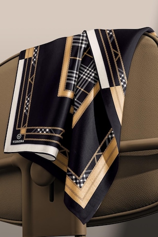 Vissona Twill İpek Eşarp Siyah, Gold