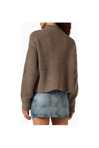 Good American Oversize Mockneck Triko, Modern Rahat - Şık Kadın Kazak Gri
