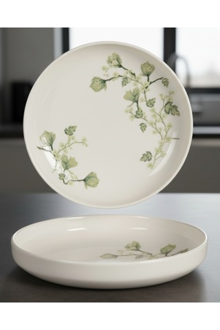 6 Kişilik Nodric Kenar Toledo Yemek Tabağı 18,5cm Freesia Desen Krem
