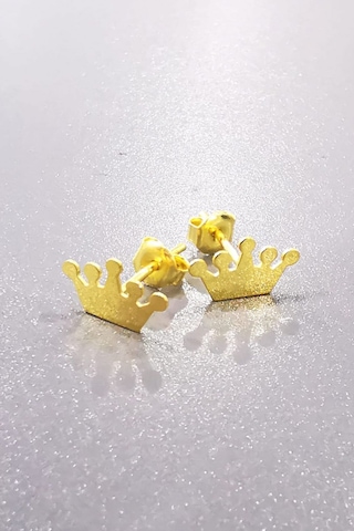 Omar Silver Kadın Taç Çivili Gümüş Küpe