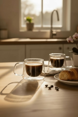 2 Adet 120 Ml Çift Cidarlı Cam Kahve Espresso Bardağı Mıt1283 Şeffaf
