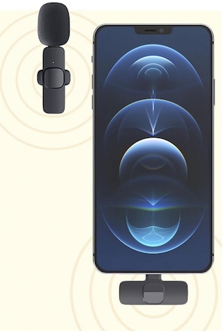 K9 2li Type-c + Lightning Dönüştürücülü Kablosuz Yaka Mikrofonu 2li
