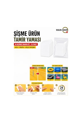 Mainshop 6'lı Set Pratik Şişme Simit, Havuz Ve Deniz Botu Tamir Yaması - Kendinden Yapışkanlı Onarım Seti M-51