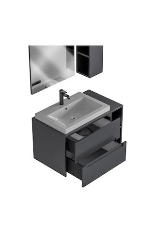 Belinza Aurora Banyo Dolabı Takımı Antrasit 85 Cm Takım 4 Parça Antrasit