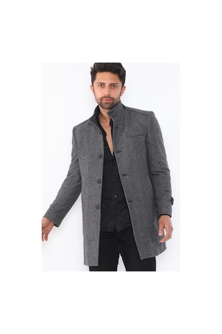 Plt8391 Dewberry Erkek Palto-desenli Gri