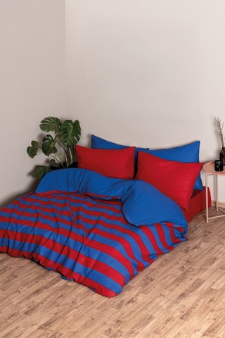Cozy Home Popping Colors Çift Kişilik Lastikli Çarşaflı Nevresim Takımı Blaze Kırmızı 180x200 Kırmızı - Mavi
