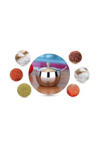 Paslanmaz Çelik Şeker Kase Baharat Kavanoz Çeşni Pot Spice Konteyner Kapak Kaşık Mutfak Aletleri Gadgets Canlı Cuet Şeker & Amp Amp Krema Tencere 3 Kaşık Klipsli