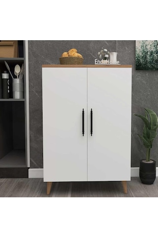 Reyo Home Enda 3 Raflı 2 Kapaklı Çok Amaçlı Dolap Beyaz - Çam
