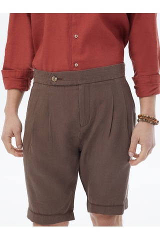 Kip Kahverengi Dokuma Casual Bermuda Çok Renkli